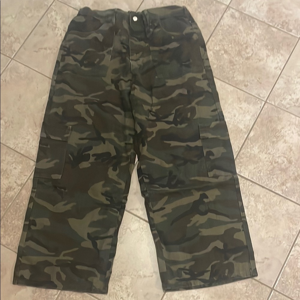 Camo Cargo Pants - Green Woodland Print